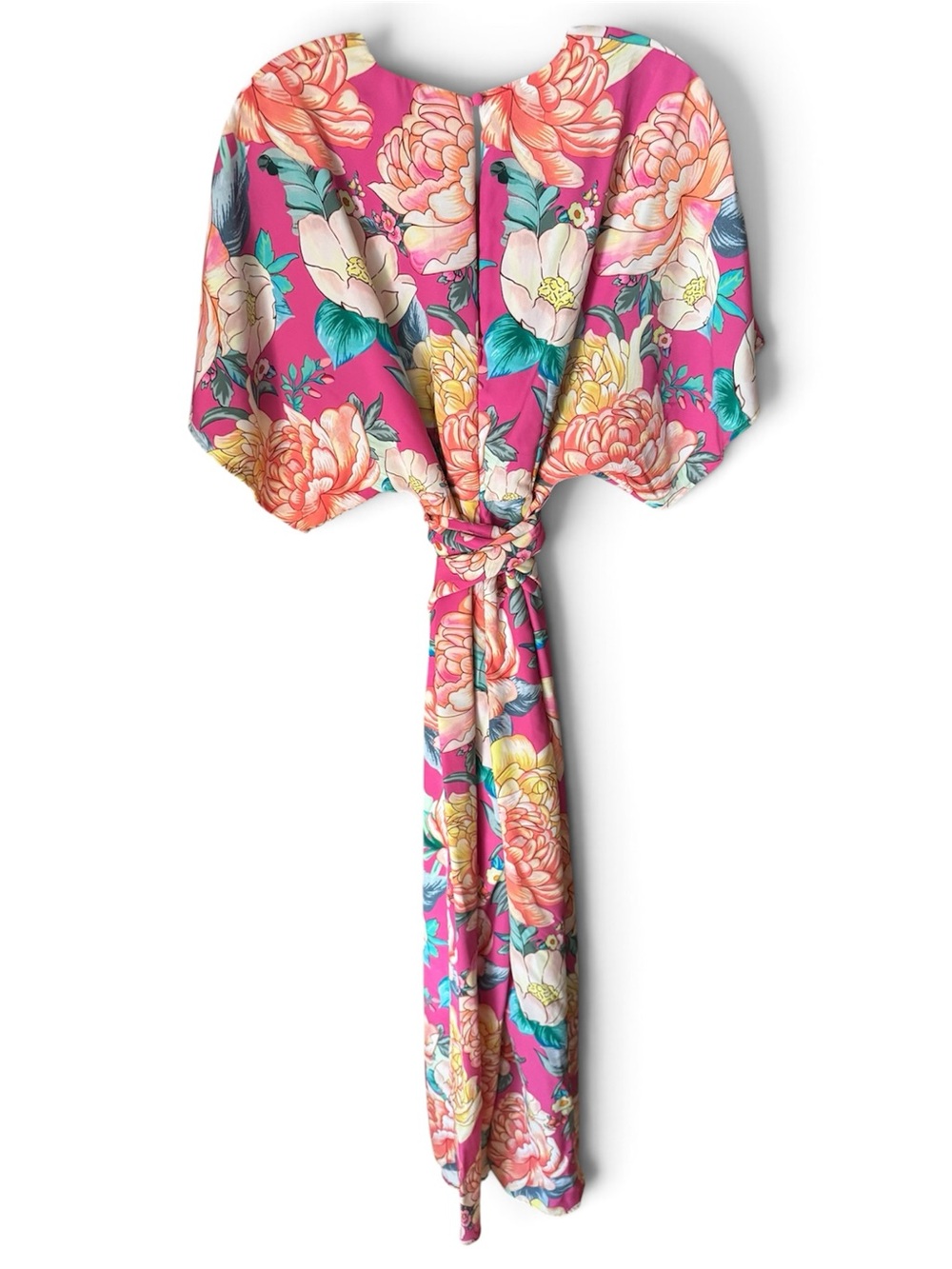 Farm Rio Eulalie Pink Floral Wide-Leg Jumpsuit with Tie Waist - Picture 4 of 5